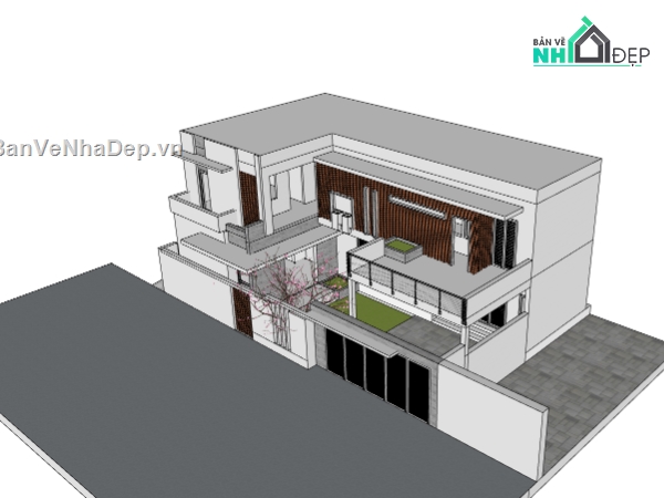 su nhà phố,sketchup nhà phố,nhà phố 2 tầng