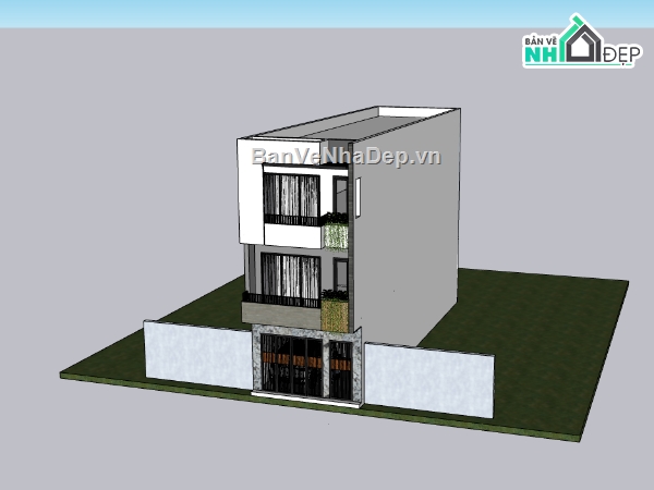 nhà phố 3 tầng,su nhà phố,sketchup nhà phố