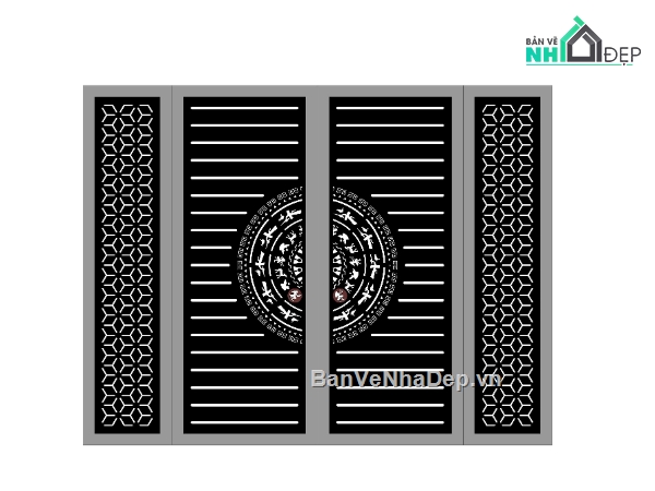 trống đồng,mẫu cổng 4 cánh,cổng cnc