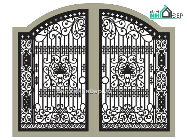 mẫu cổng,File cổng 2 cánh cnc,mẫu cnc cổng,cổng hiện đại
