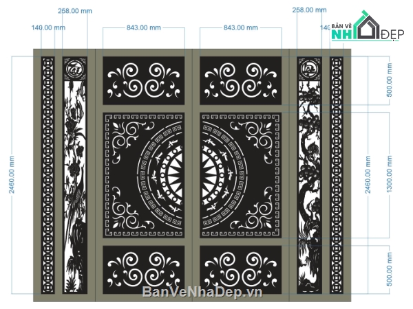 cổng 2 cánh cnc,mẫu cnc cổng 2 cánh,file cnc cổng 2 cánh
