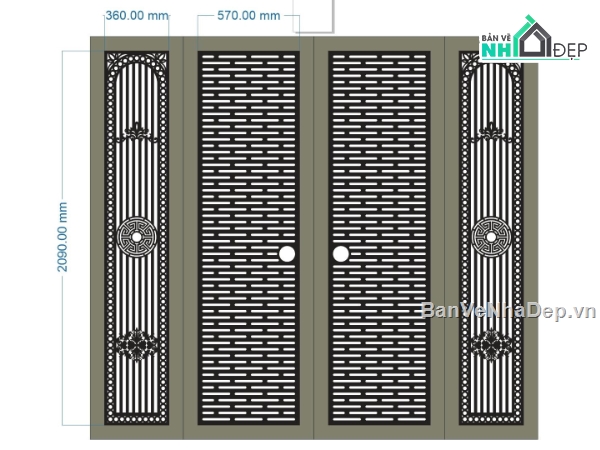 mẫu cổng 4 cánh,cổng 4 cánh cnc,file cổng 4 cánh