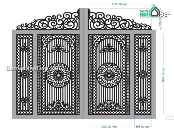 mẫu cổng 4 cánh,mẫu cnc cổng 4 cánh,file cnc cổng 4 cánh