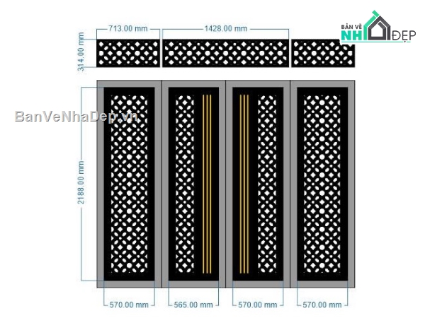 mẫu cổng 4 cánh,file cổng dxf đẹp,cổng cnc đẹp