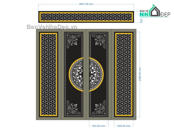 file cnc cổng 4 cánh,mẫu cổng 4 cánh,cnc cổng 4 cánh