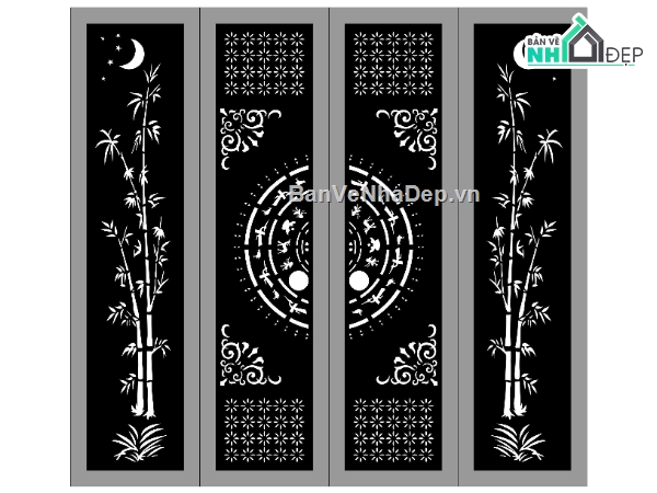 mẫu cổng 4 cánh,file cổng 4 cánh,cnc cổng 4 cánh