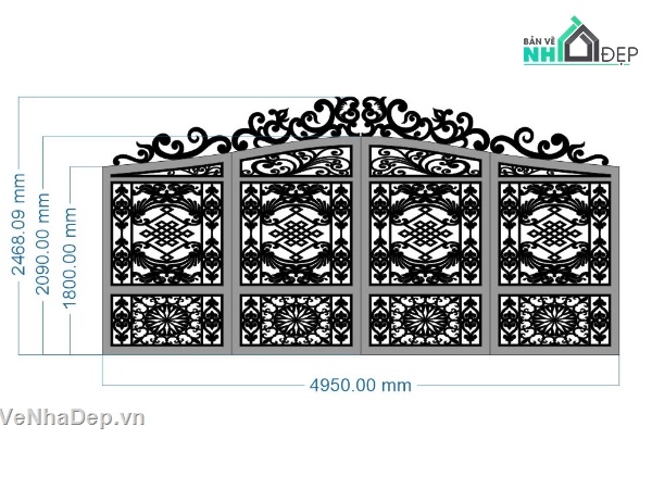 cổng 4 cánh,file cnc cổng 4 cánh,mẫu cổng 4 cánh