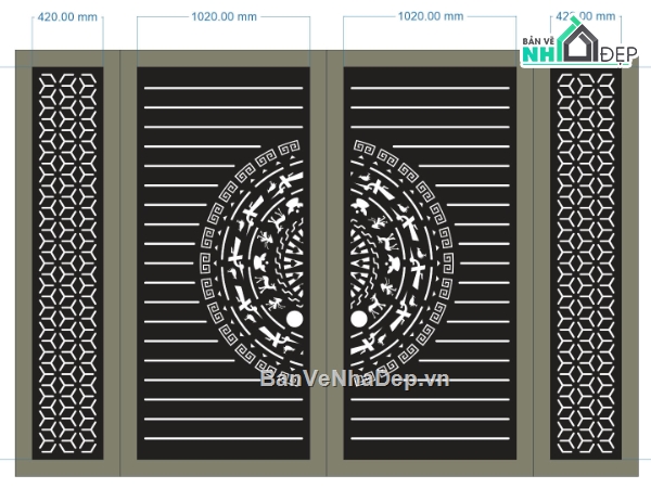 file cnc cổng 4 cánh,mẫu cnc cổng 4 cánh,cổng 4 cánh cnc