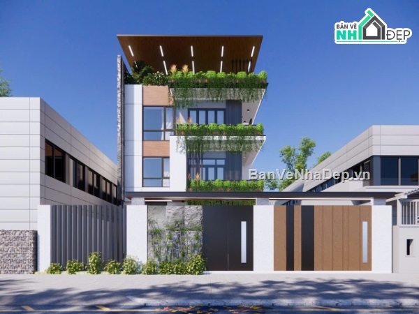 3 tầng,biệt thự 3 tầng,file cad biệt thự 3 tầng