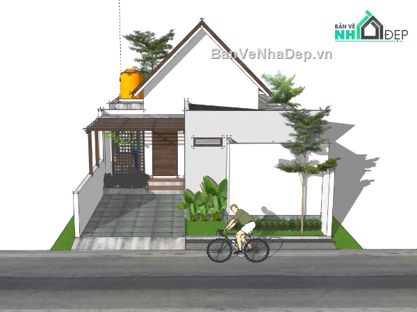 nhà cấp 4 sketchup,file sketchup nhà cấp 4,nhà cấp 4 file su