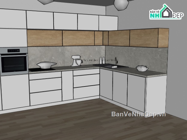 nội thất phòng bếp,su phòng bếp,sketchup phòng bếp