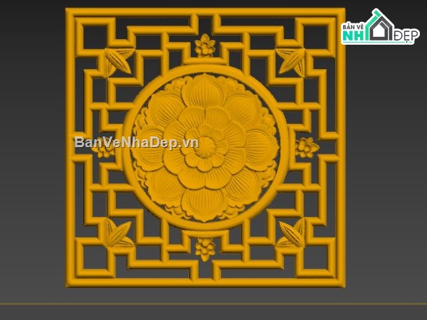 3d max model,model phòng thờ,model hoa sen CNC,hoa văn 3dsmax,file 3d max đẹp,mẫu hoa sen cnc