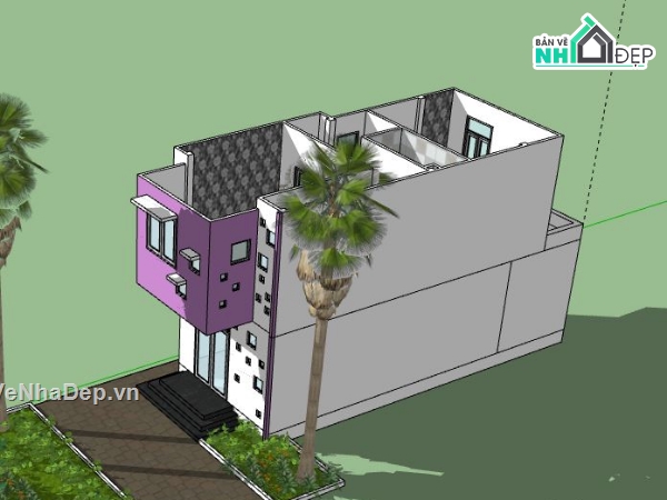 Nhà phố 2 tầng,Model su nhà phố 2 tầng,nhà phố 2 tầng file su