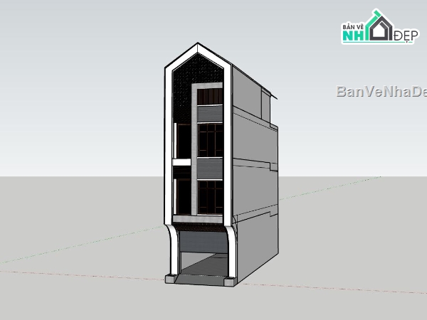 nhà 4 tầng,sketchup nhà phố 4 tầng,nhà phố hiện đại,miễn phí nhà phố