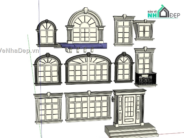 mẫu cửa sổ đẹp,cửa sổ su,sketchup cửa sổ đẹp,cửa sổ tân cổ điển