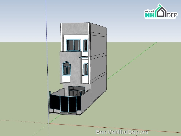 nhà phố 3 tầng,nhà phố đẹp,file sketchup nhà phố