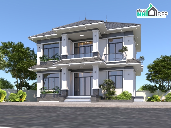 biệt thự 2 tầng,biệt thự,biệt thự  tầng,2 tầng,bản vẽ 2 tầng,bản vẽ biệt thự