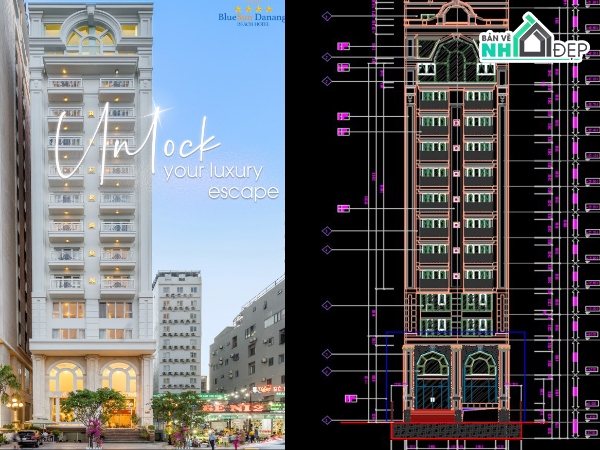 bản vẽ khách sạn đẹp,mẫu bản vẽ khách sạn,bản vẽ cad khách sạn,bản vẽ cad kiến trúc khách sạn