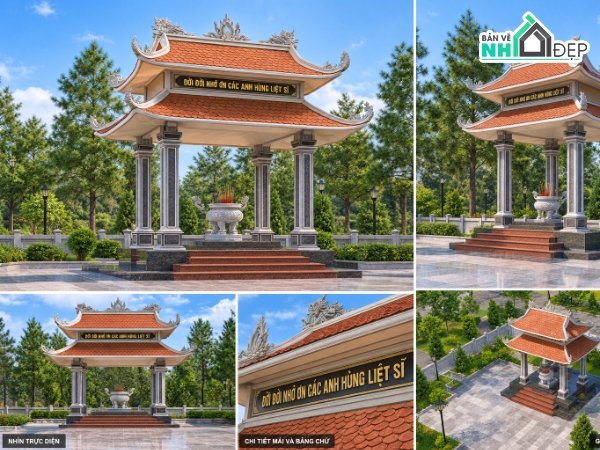 mẫu nghĩa trang liệt sỹ,bia liệt sỹ,bản vẽ nhà bia liệt sỹ