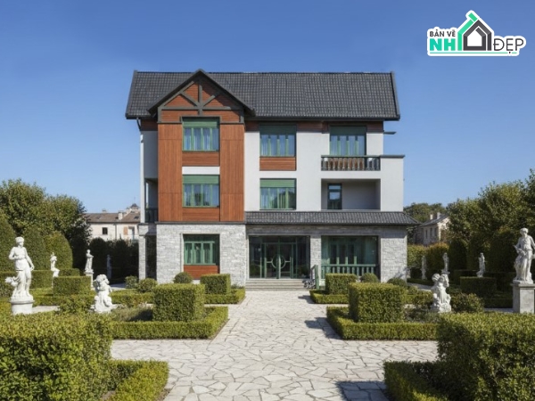 biệt thự 3 tầng,bản vẽ biệt thự 3 tầng,thiết kế biệt thự 3 tầng