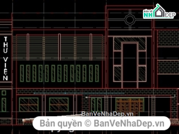 Bản vẽ nhà thư viện,Mẫu bản vẽ thư viện,mẫu nhà thư viện,nhà thư viện 15.8x28.6m,nhà thư viện trường THPT