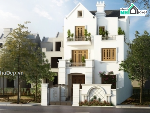 Bản vẽ biệt thự 3 tầng,Biệt thự 3 tầng 8x15m,bộ bản vẽ biệt thự 3 tầng,file cad biệt thự 3 tầng,mẫu biệt thự 3 tầng dưới 100m2