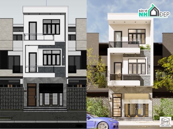 Bản vẽ nhà phố 3 tầng,nhà phố 5x14m,hồ sơ thi công nhà 3 tầng,nhà liền kề 5x14m
