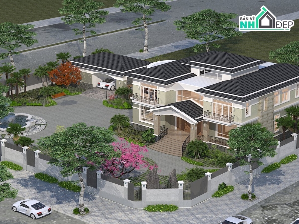 mẫu biệt thự,cad biệt thự,hồ sơ villa,cad villa,autocad villa