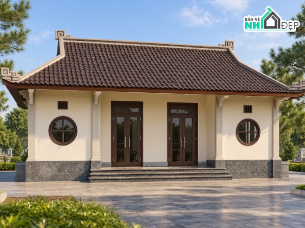 nhà quản trang,bản vẽ nhà quản trang,file nhà quản trang