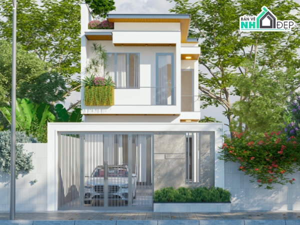 nhà phố 2 tầng,2 tầng nhà phố hiện đại,nhà 2 tầng,bản vẽ nhà phố 2 tầng