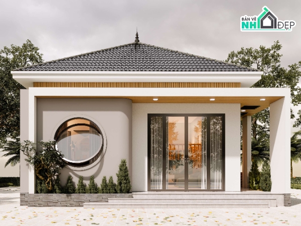 nhà 1 tầng 8x16m,bản vẽ nhà 8x16m,bản vẽ nhà 1 tầng 8x16m