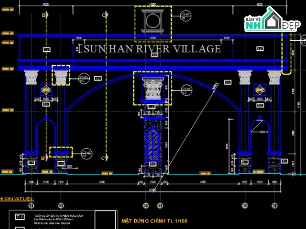 Bản vẽ cổng chào,bản vẽ cổng khu đô thị,thiết kế cổng chào,file cad cổng chào,bản vẽ cổng chào đô thị