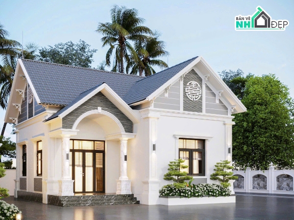 Bản vẽ thiết kế nhà,nhà 1 tầng mái thái,biệt thự mái thái đẹp