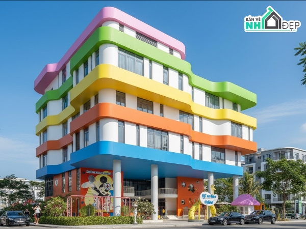 full hồ sơ trường mầm non,thiết kế trường mầm non,bản vẽ trường mầm non,kiến trúc trường mầm non