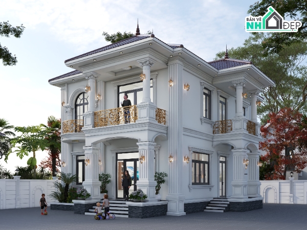 biệt thự 2 tầng,mẫu nhà 2 tầng mái nhật,kiến trúc biệt thự