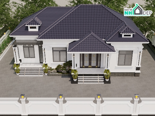 Mẫu nhà 1 tầng mái nhật hiện đại đẹp,nhà 1 tầng,Full