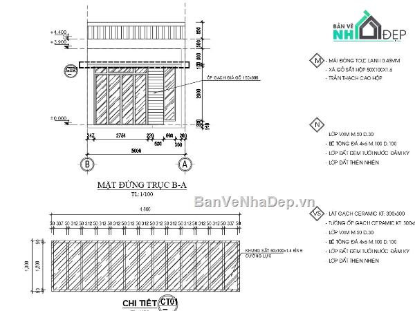 file cad nhà cấp 4,bản vẽ  nhà cấp 4,mẫu tk  nhà cấp 4,nhà cấp 4