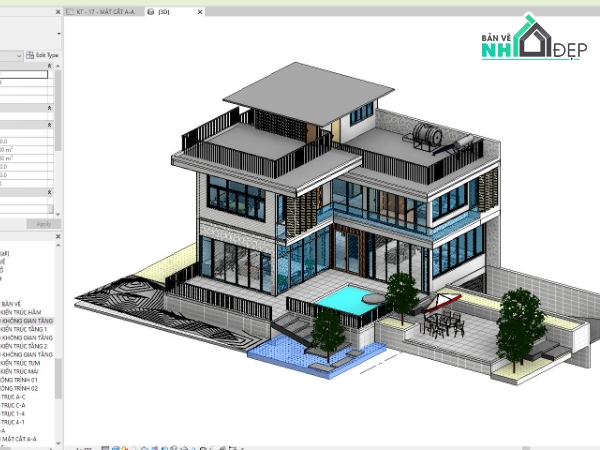 revit biệt thự 2 tầng,revit mẫu villa đẹp,revit mẫu biệt thự full,revit full kiến trúc kết cấu,revit full biệt thự