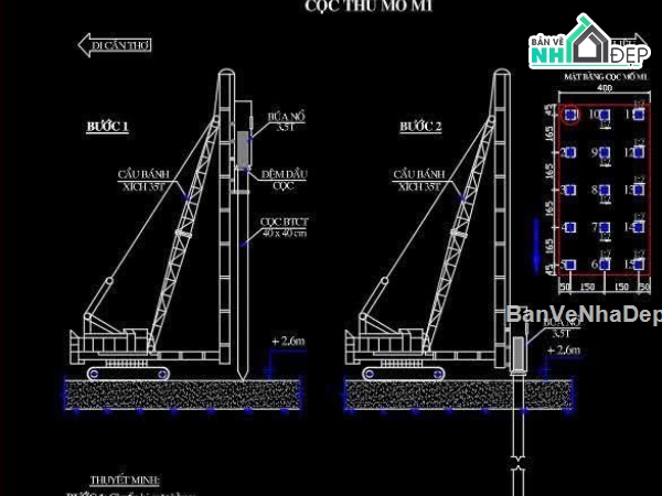biện pháp thi công móng cọc,bản vẽ cọc,biện pháp móng cọc