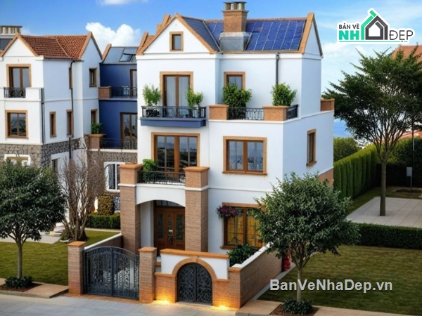 biệt thự 3 tầng,Hồ sơ thiết kế,kiến trúc 3 tầng