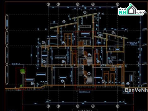 kiến trúc,bản vẽ biệt thư,bản vẽ autocad,full autocad