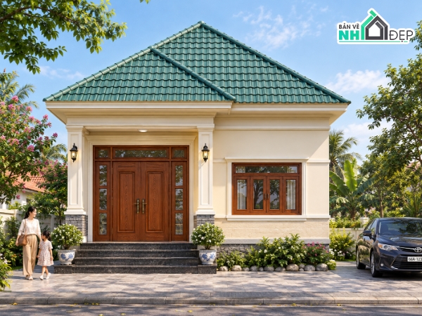 Biệt thự mái nhật,Biệt thự đẹp,Biệt thự mái nhật 7x12m