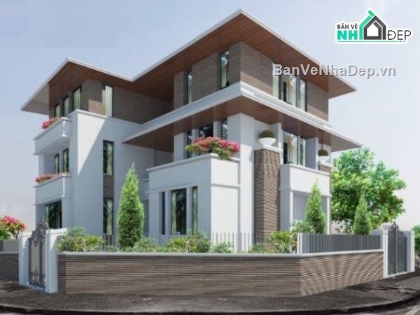 biệt thự 3 tầng,Hồ sơ thiết kế,kiến trúc biệt thự