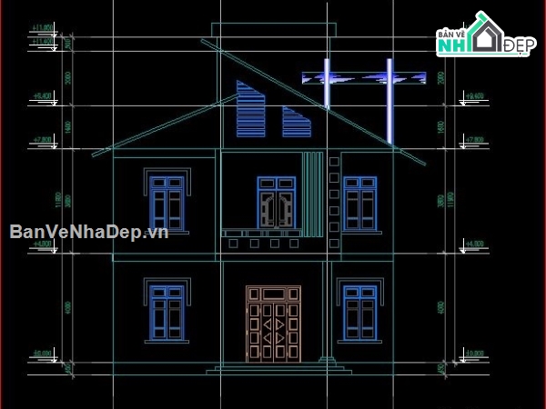 Biệt thự 10.2x8.7m,kiến trúc biệt thự,mẫu nhà 2 tầng,nhà 2 tầng mái lệch