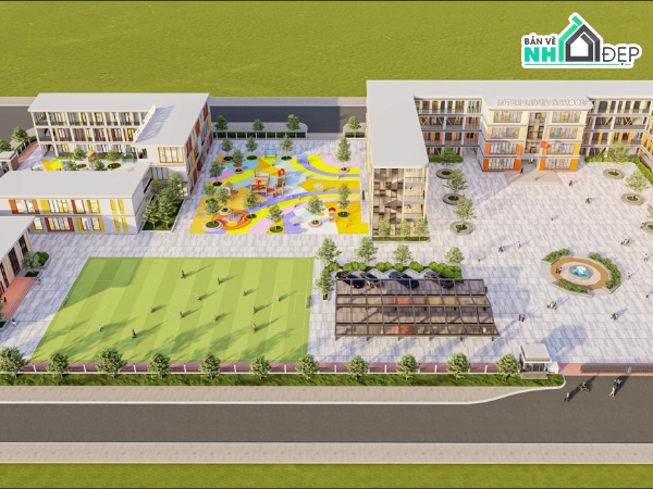 thiết kế trường mầm non,bản vẽ cad trường liên cấp,bản vẽ cad trường tiểu học