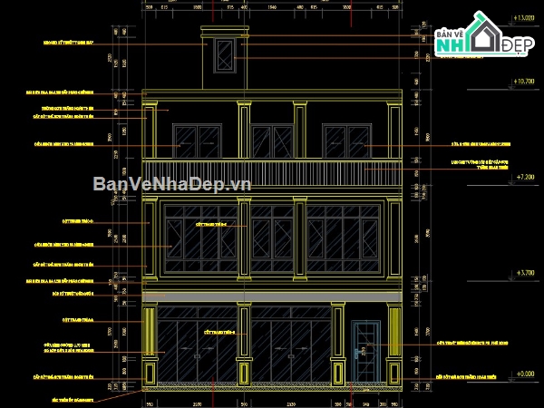 shophouse tân cổ điển,nhà phố tân cổ điển,bản vẽ autocad,shophouse