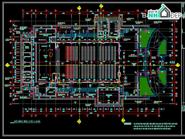 hội trường,nhà truyền thống,thư viện,bản vẽ hội trường 2 tầng,hồ sơ thiết kế hội trường đẹp,hội trường cơ quan
