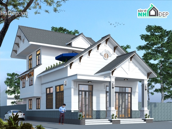 nhà phố 2 tầng,nhà 2 tầng đẹp,nhà 2 tầng mái thái
