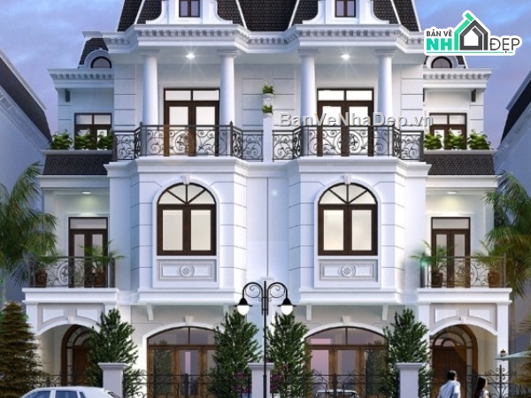 biệt thự 3 tầng,file cad biệt thự 3 tầng,biệt thự 3 tầng song lập,biệt thự 3 tầng file cad