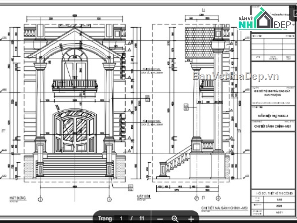 biệt thự 3 tầng,file cad biệt thự 3 tầng,biệt thự 3 tầng file cad